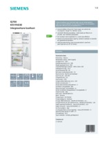 Product informatie SIEMENS koelkast inbouw KI51FAD30