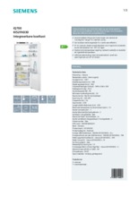 Product informatie SIEMENS koelkast inbouw KI52FAD30