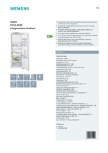 Product informatie SIEMENS koelkast inbouw KI72LAD30