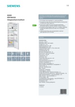 Product informatie SIEMENS koelkast inbouw KI81RAD30