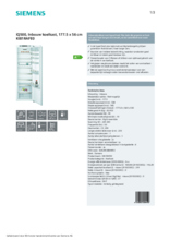 Product informatie SIEMENS koelkast inbouw KI81RAFE0