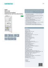 Product informatie SIEMENS koelkast inbouw KI82LAD40