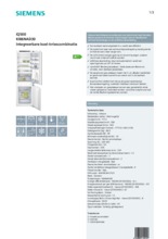 Product informatie SIEMENS koelkast inbouw KI86NAD30