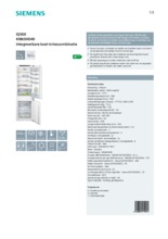 Product informatie SIEMENS koelkast inbouw KI86SHD40