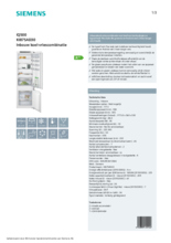 Product informatie SIEMENS koelkast inbouw KI87SAD30