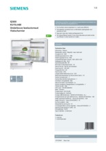 Product informatie SIEMENS koelkast onderbouw KU15LA60