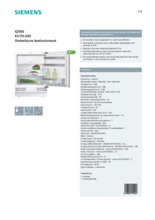 Product informatie SIEMENS koelkast onderbouw KU15LA65