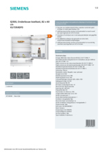 Product informatie SIEMENS koelkast onderbouw KU15RADF0