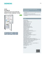 Product informatie SIEMENS koelkast rvs-look KG33NNL30