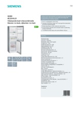 Product informatie SIEMENS koelkast rvs-look KG33VVL31