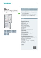 Product informatie SIEMENS koelkast rvs-look KG36VEL30