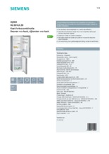 Product informatie SIEMENS koelkast rvs-look KG36VUL30