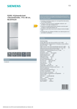 Product informatie SIEMENS koelkast rvs KG33VVLEA