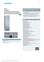 Product informatie SIEMENS koelkast rvs KG39EEI4P