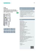 Product informatie SIEMENS koelkast rvs KG39FEI46