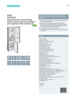 Product informatie SIEMENS koelkast rvs KG39NXI35