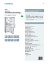 Product informatie SIEMENS koelkast rvs KG58EBI40