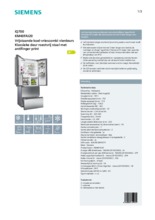 Product informatie SIEMENS koelkast rvs KM40FAI20