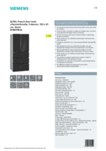 Product informatie SIEMENS koelkast french-door zwart KF86FPB2A