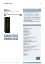 Product informatie SIEMENS koelkast zwart KG39NLB35