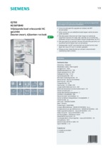 Product informatie SIEMENS koelkast zwart KG56FSB40