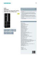 Product informatie SIEMENS koelkast zwart KM40FSB20