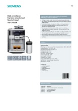 Product informatie SIEMENS koffiemachine TE617F03DE