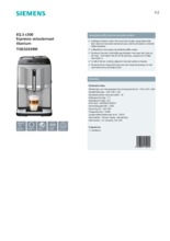Product informatie SIEMENS koffiemachine TI303203RW
