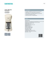 Product informatie SIEMENS koffiemachine creme TC3A0307