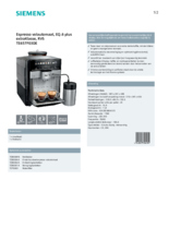 Product informatie SIEMENS koffiemachine zilver TE657F03DE