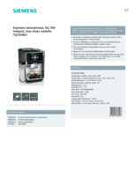 Product informatie SIEMENS koffiemachine zilver TQ703R07