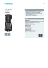 Product informatie SIEMENS koffiemachine zwart TC3A0303