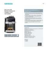 Product informatie SIEMENS koffiemachine zwart TE615209RW