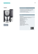 Product informatie SIEMENS koffiezetapparaat TC60301