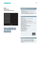 Product informatie SIEMENS kookplaat inbouw EX651FEC1E