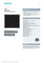 Product informatie SIEMENS kookplaat inbouw inductie EH645LFE3E