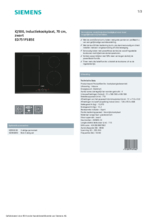 Product informatie SIEMENS kookplaat inductie ED751FSB5E