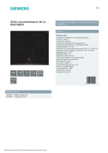 Product informatie SIEMENS kookplaat inductie inbouw EH651BEB1E