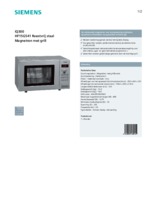 Product informatie SIEMENS magnetron met grill rvs HF15G541