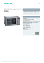 Product informatie SIEMENS magnetron met grill rvs HF24G541