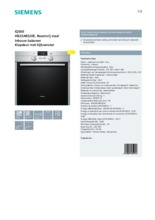 Product informatie SIEMENS oven inbouw HB23AB520E