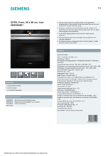 Product informatie SIEMENS oven inbouw HB636GBS1