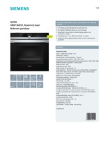 Product informatie SIEMENS oven inbouw HB673G0S1