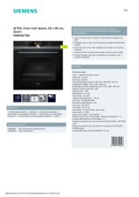 Product informatie SIEMENS oven inbouw HS836GTB6