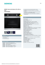 Product informatie SIEMENS oven inbouw rvs HR374ABS0S
