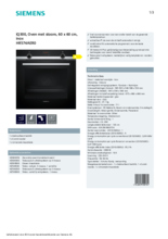Product informatie SIEMENS oven inbouw rvs HR574AER0