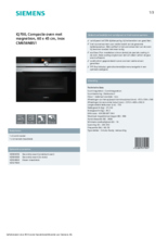 Product informatie SIEMENS oven met magnetron CM656NBS1