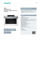 Product informatie SIEMENS oven met magnetron inbouw CM633GBW1
