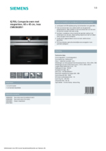 Product informatie SIEMENS oven met magnetron inbouw CM636GBS1
