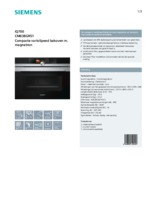 Product informatie SIEMENS oven met magnetron inbouw CM638GRS1